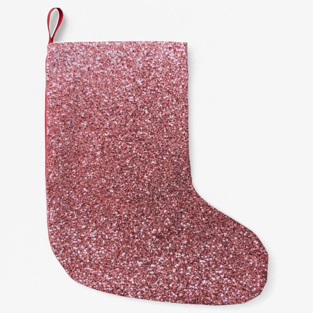 Light pink glitter small christmas stocking (Front)