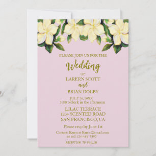 Light Pink & Gold Calla Lilies Greenery Wedding Invitation