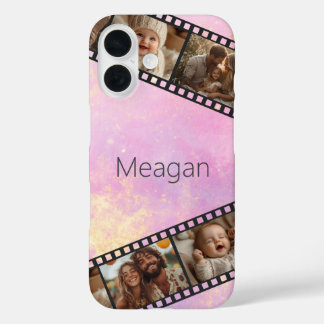 Light Pink & Gold Film Strip Photo iPhone 16 Case