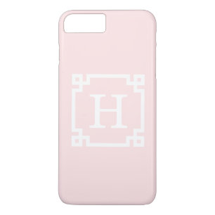 Light Pink Greek Key Frame #2 Initial Monogram Case-Mate iPhone Case