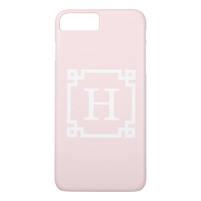 Light Pink Greek Key Frame #2 Initial Monogram Case-Mate iPhone Case (Back)