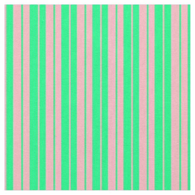 Light Pink & Green Pattern of Stripes Fabric (Close Up)
