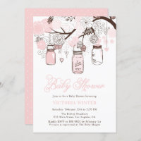 Light Pink Hanging Mason Jars Baby Shower