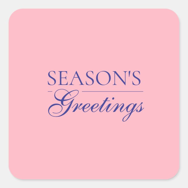 Light Pink Happy New Year Merry Christmas Holiday Square Sticker (Front)