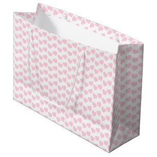 Light Pink Heart Pattern on White Large Gift Bag