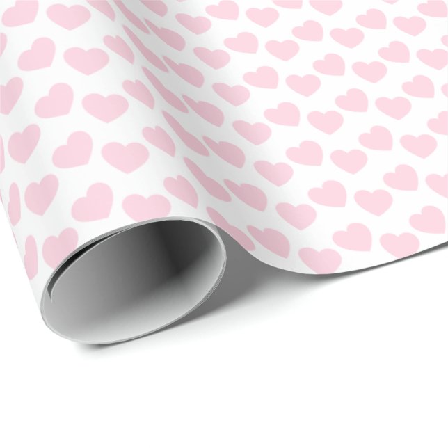 Light Pink Heart Pattern on White Wrapping Paper (Roll Corner)