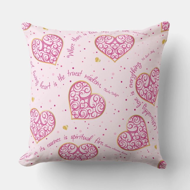 Light Pink Heart Valentine Designer PIllow (Front)