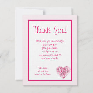 Light Pink Heart Wedding Flat Thank You Card