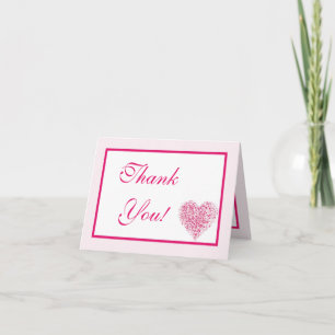 Light Pink Heart Wedding Folded Thank You Card