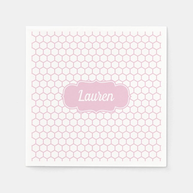 Light Pink Honeycomb Custom Monogram Napkin (Front)