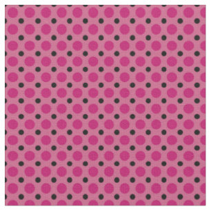 Light Pink, Hot Pink and Black polka dots Fabric