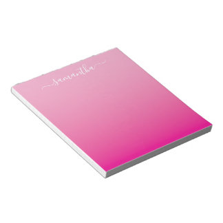 Light Pink Hot Pink Gradient Girly Signature Notepad