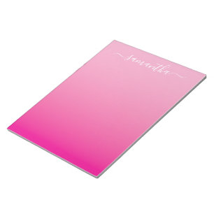 Light Pink Hot Pink Gradient Girly Signature Notepad