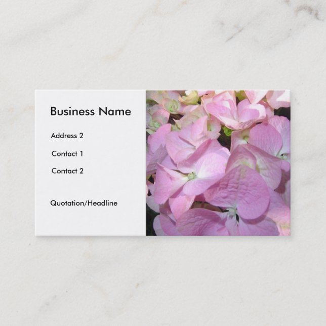 Light Pink Hydrangeas Business Card (Front)
