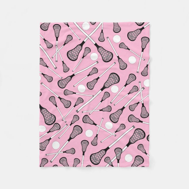 Light pink lacrosse sticks fleece blanket (Front)