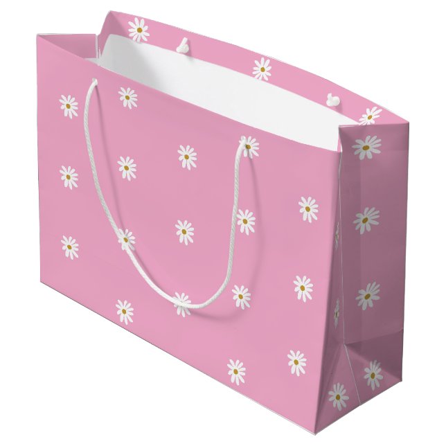 Light Pink Large Gift Bag with Elegant Florals (Back Angled)