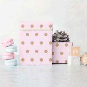 Light pink light brown camel colour polka dots wrapping paper