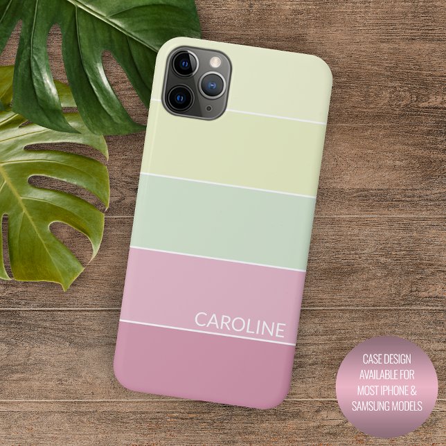 Light Pink Lime Chartreuse Green Striped Pattern Case-Mate iPhone Case (Creator Uploaded)