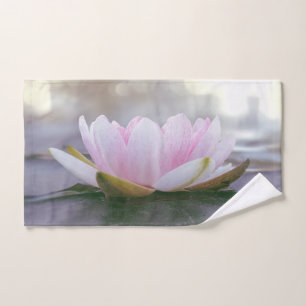 Light Pink Lotus Flower Landscape  Bath Towel Set