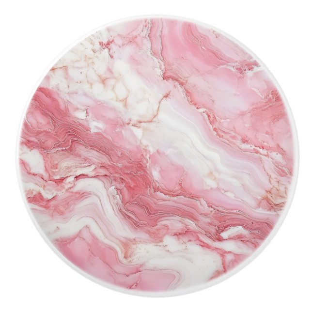 Light Pink Marble Pattern Ceramic Knob (Front)