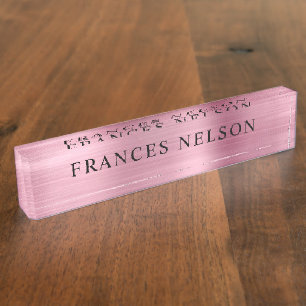 Light Pink Metallic Look Stylish Serif Nameplate