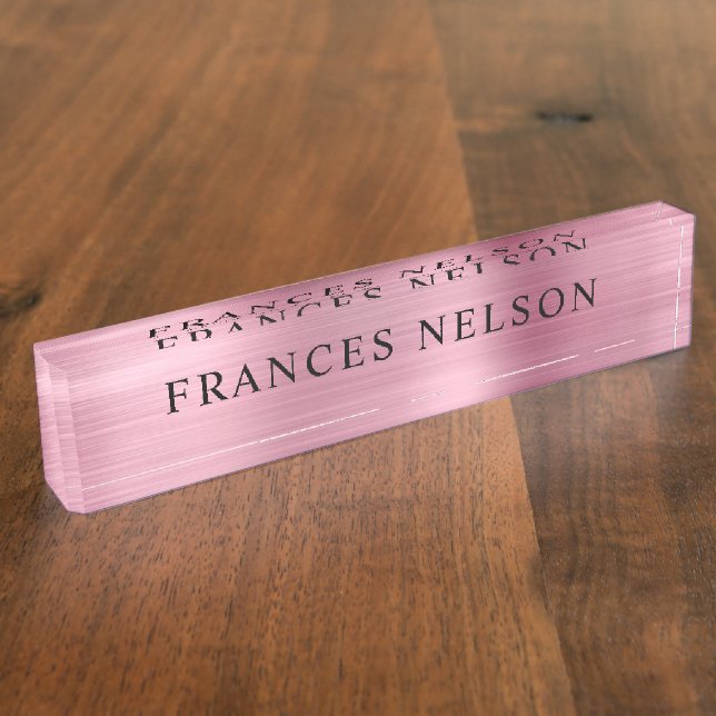 Light Pink Metallic Look Stylish Serif Nameplate (Side)