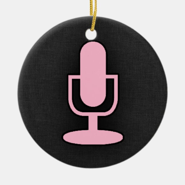 Light Pink Microphone Ceramic Tree Decoration (Front)