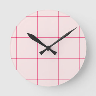 Light Pink Minimalist Grid Wall Clock