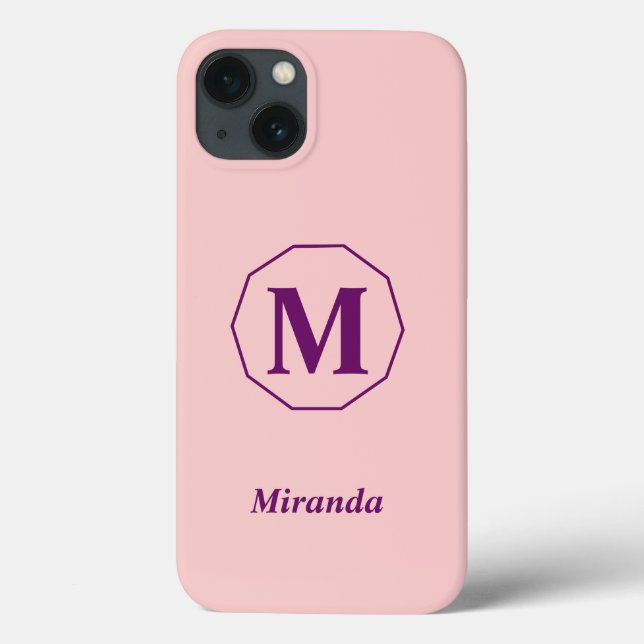 Light Pink minimalistic monogram personalised Case-Mate iPhone Case (Back)