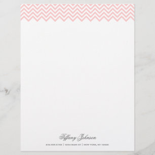 Light Pink Modern Chevron Border Personalised Letterhead