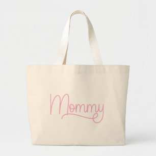 Light Pink Monoline Mummy Large Tote Bag