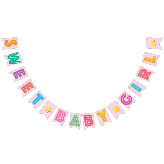LIGHT PINK MULTICOLORED ☆ SWEET BABY GIRL ☆ SIGN (All)