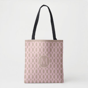 Light Pink Oval Pattern & Beige Tote Bag