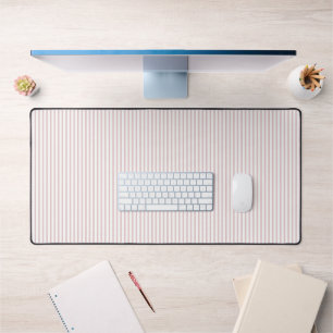 Light pink, pastel pink, stripes desk mat