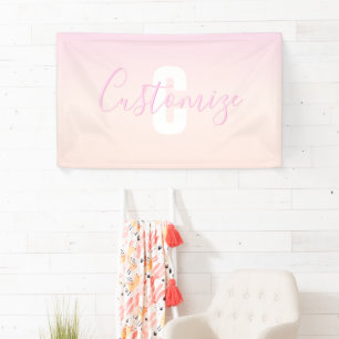 Light Pink & Peach Gradient Ombre Name & Monogram  Banner