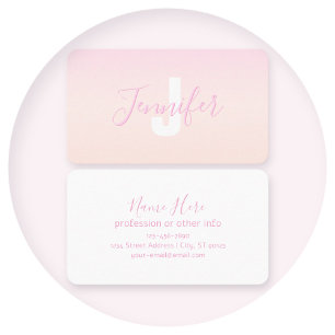 Light Pink & Peach Gradient Ombre Name & Monogram Business Card