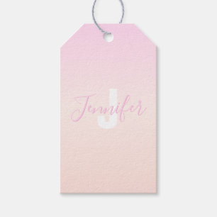 Light Pink & Peach Gradient Ombre Name & Monogram Gift Tags