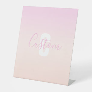Light Pink & Peach Gradient Ombre Name & Monogram Pedestal Sign