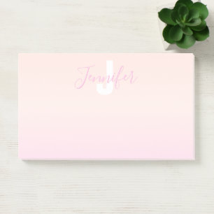 Light Pink & Peach Gradient Ombre Name & Monogram  Post-it Notes