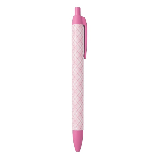 Light Pink Plaid Black Ink Pen (Bottom (Vertical))