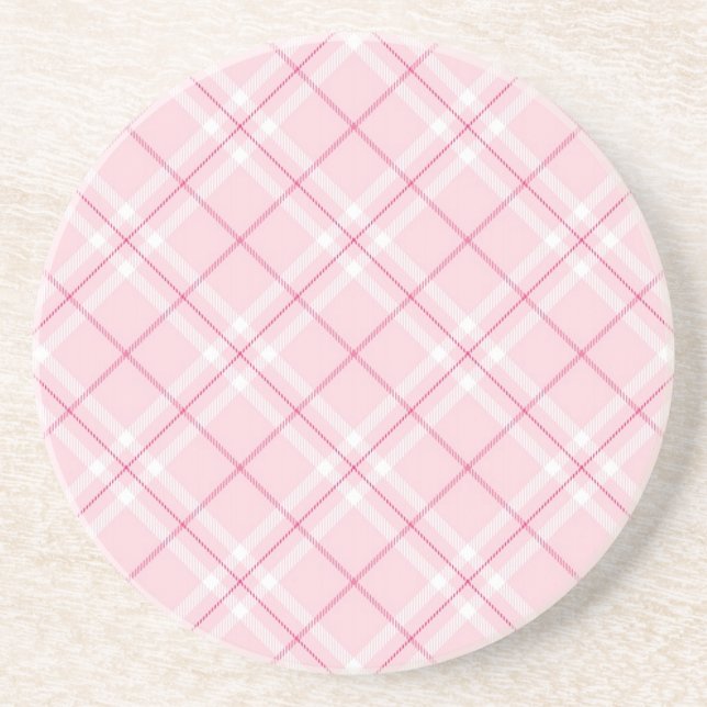 Light Pink Plaid Coaster (Front)