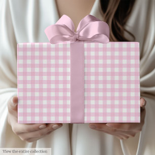 Light Pink Plaid Elegant 50th Birthday Gift Wrap