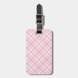 Light Pink Plaid Luggage Tag