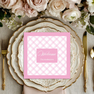 Light Pink Plaid Napkins Personalised and Chic