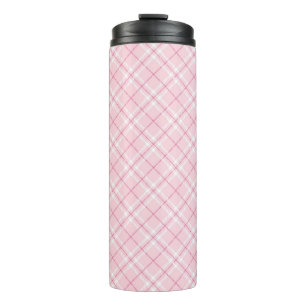 Light Pink Plaid Thermal Tumbler