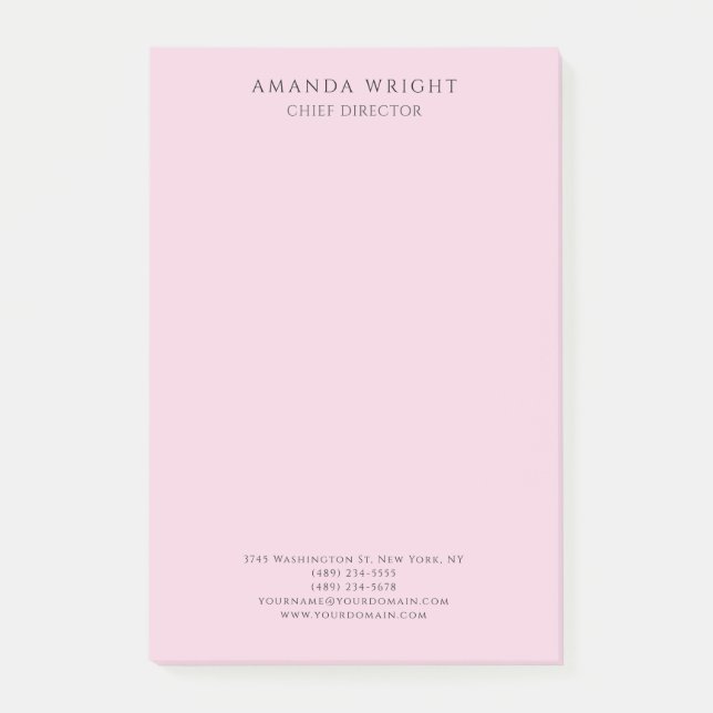 Light Pink Plain Attractive Stylish Business Post-it Notes (Front)