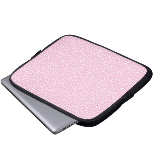 light pink polka dot laptop sleeve (Front Bottom)