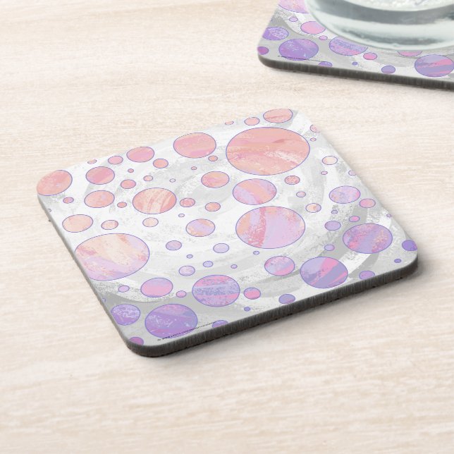 Light Pink Polka Dot Pattern Coaster (Left Side)