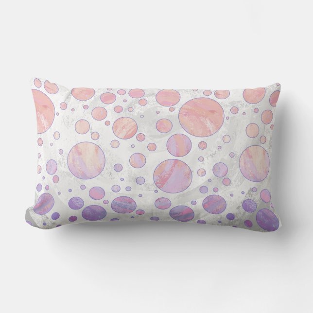 Light Pink Polka Dot Pattern Lumbar Cushion (Front)