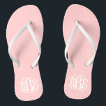 Light Pink Preppy Script Monogram Jandals<br><div class="desc">PLEASE CONTACT ME BEFORE ORDERING WITH YOUR MONOGRAM INITIALS IN THIS ORDER: FIRST, LAST, MIDDLE. I will customise your monogram and email you the link to order. Please wait to purchase until after I have sent you the link with your customised design. Cute preppy flip flip sandals personalised with a...</div>